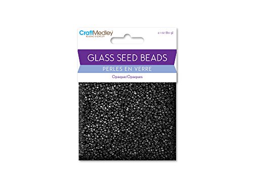 Multicraft Imports Glass Seed Beads, 12/0, 60g, Opaque, Black