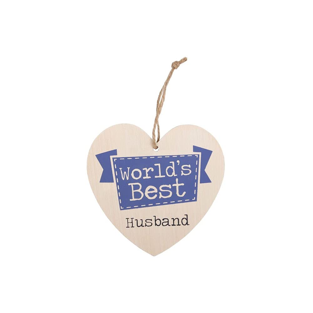 SJ TRADERS World's Best Husband Hanging Heart Plaque Gift for Husband on Wedding Anniversary, Christmas, Birthday or Any Day In Between