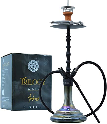 Glass Hookah Set with Everything Luxury 4 Hose Hookah Set Silicone Hookah Hose Hookah Bowl Screen Heat Management System Durable Coal Tongs Adjustable Middle Stem with Diffuser Quick Setup Big Cloud