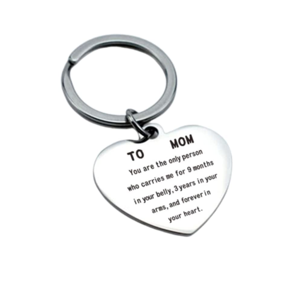 WinVI Mom Gift keychains - You are The Only Person Who Carries Me for 9 Months, forever in your heart, Silver, S