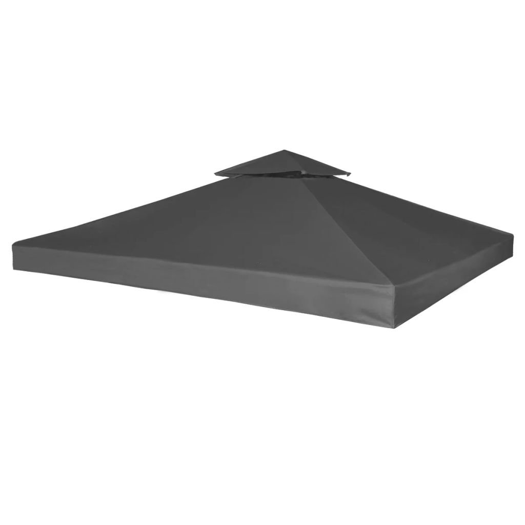 vidaXLGazebo Cover Canopy Replacement, 310 g/m², Dark Grey, Robust 3 x 3m Top Tier, Designed for 2-Tier Square Gazebos, Featuring PVC Coating and Grommet Rings for Weather Protection