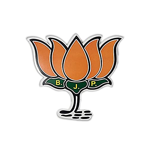 UNIq Bharatiya Janata Party ? BJP Die Cut Election Symbol ? Lotus/Kamal Sticker for Car Bike Door Wall Laptop Sticker