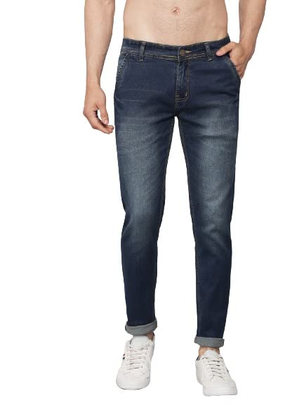 RendMen's Slim Fit Washed Dark Blue Jeans (2-MB - 3)