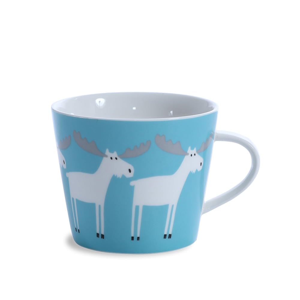 Scion Living - Keith Brymer Jones Collaboration Range - Marty Moose Ceramic Mug - Aqua/Frost - 350ml