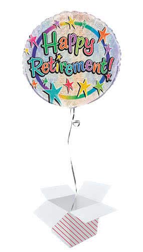 PARTYRAMA.CO.UK Happy Retirement Holographic Round Foil Helium Balloon - Inflated Balloon in a Box