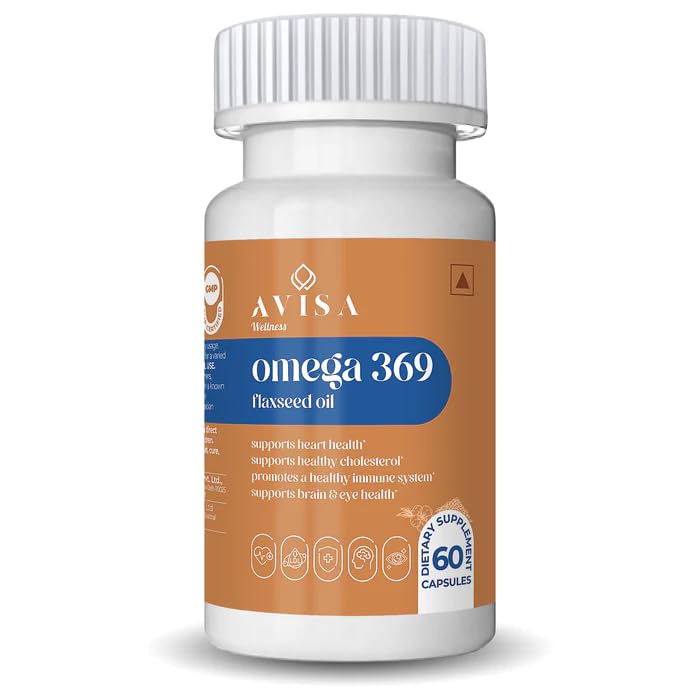 AVISA Wellness Omega 369 Cold Pressed Flaxseed Oil Omega 3 6 9 1000mg Fatty Acids Softgels Omega 369 Supplement No Fishy Flavor Joint & Muscles Support - 60 Softgels