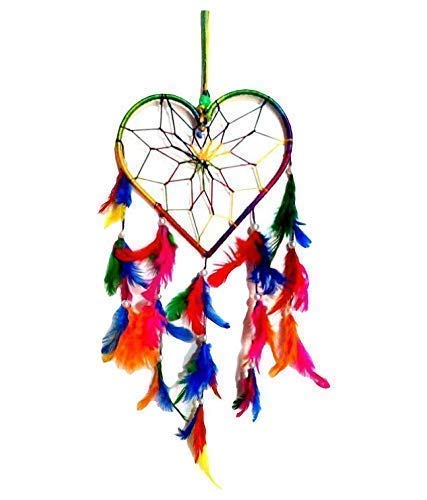 Rabarikaa Heart Shape Dream Catcher | Handmade Mandala Hangings for Positivity For Wall Hanging Decoration Ornament Craft Gift, Multicolor