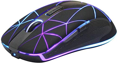 Rii RM200 Wireless Mouse, 5 Buttons Rechargeable Mouse, with Colorful LED Lights Game Computer Mice-Black