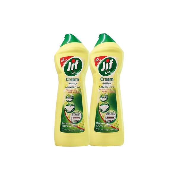 Jif Cream Cleaner, Lemon, Stain Remover with Micro Crystal Technology, 500ml- 2pcs