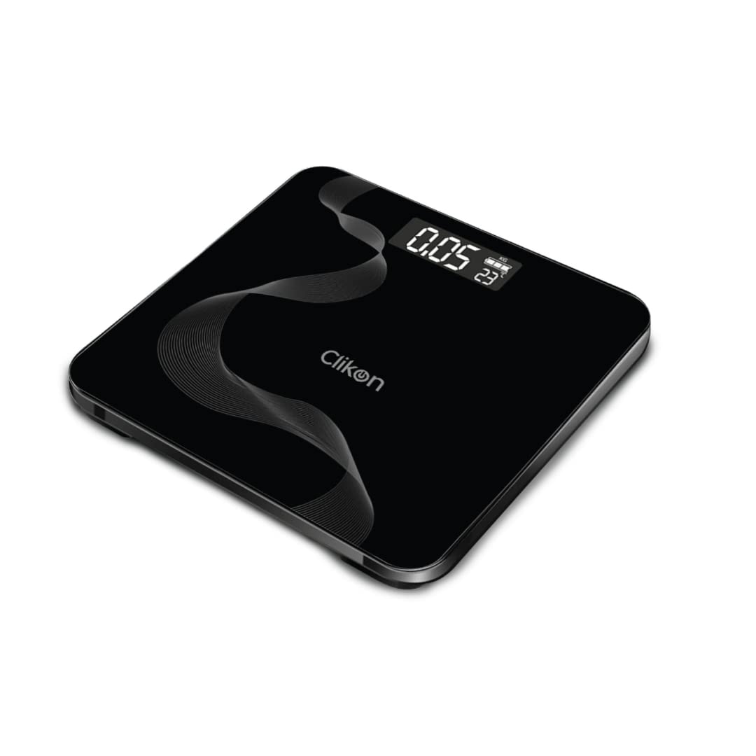 Clikon - Tempered Glass Digital Bathroom Scale, Automatic On/Off Zero Operation, Overload & Low Battery Indicator - CK4017