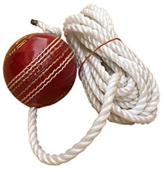 TIMA Leather Cricket Shot Practice Hanging Ball, String Cricket Ball and Knocking Cricket Ball with Rope (Multi-Color) (Pack of 1)