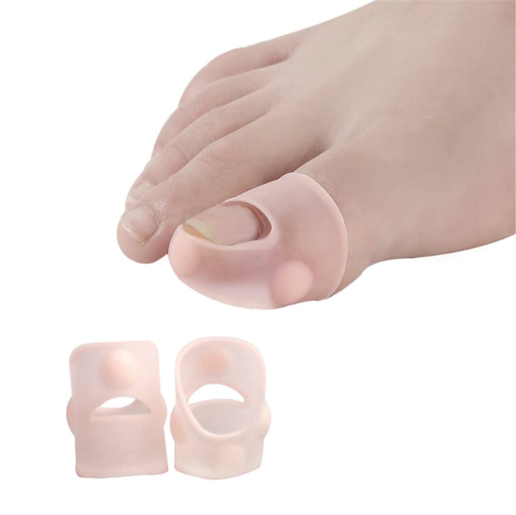 Xemz Ingrown Toenail Corrector Sleeves, 4 Pairs Elastic Silicone Correction Tool Thick Paronychia Treatment Big Toe Nail Healing Care Protector for Keep Healthy