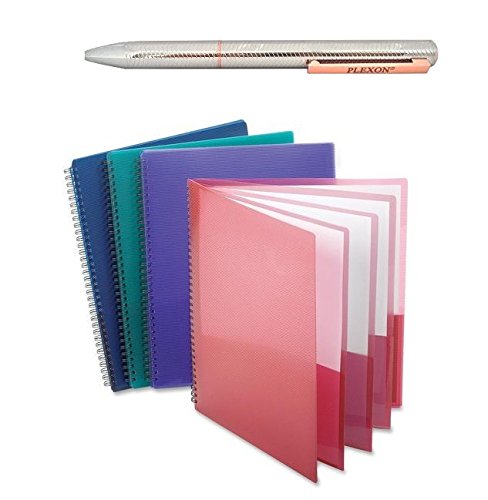 Esselte Oxford Poly 8-Pocket Folder - Letter Size - 9.1 x 10.6 x 0.4 (Colors may Vary)(3-PACK) [Folder + Pen Bundle]