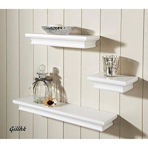 Spot on dealz® Tikai Set of 3 Floating Wall Shelf/Shelves Wall Mounted Storage - White