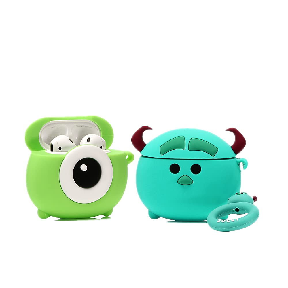 TAOCHEN Cute Silicone Funny Case Compatible with AirPods 2 & 1 - Shockproof Protection Cartoon Design Cover [DNS Avatar Series][2 Pack] (Round Mike/Sully)