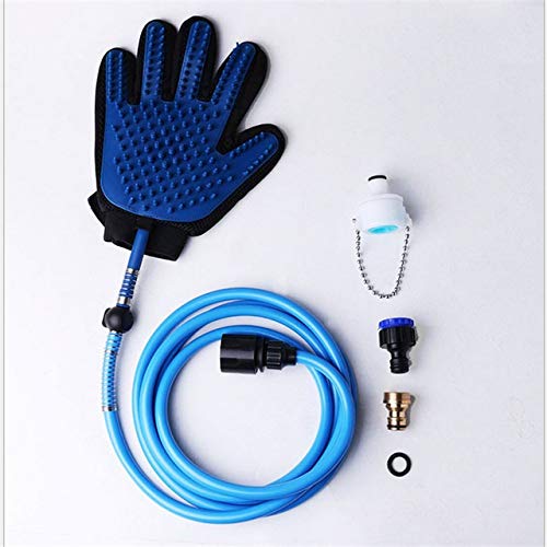 ZEYE Head Handheld Cat Bathing Shower Tool For Pets Shower Dog Pet Shower Hot Dog Sprayer Bathing Glove 360 Washing Hair Long Hose (Color : Blue)