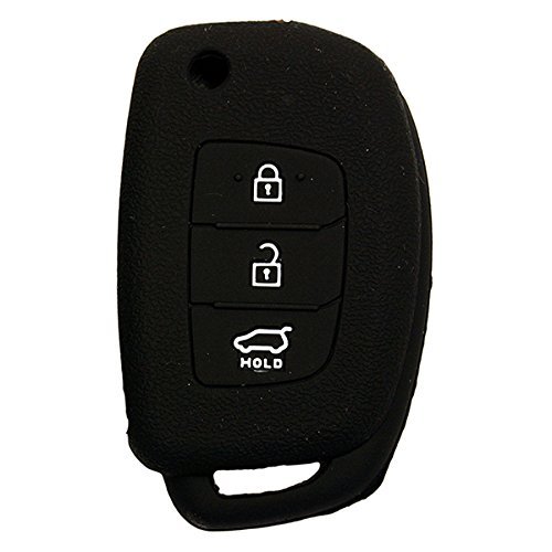 MJ TRADERS KHAN Silicone Key Cover for Hyundai I20 Elite/Verna Fluidic/Xcent 3 Button Flip Key Models 2013 Onwards (Black)