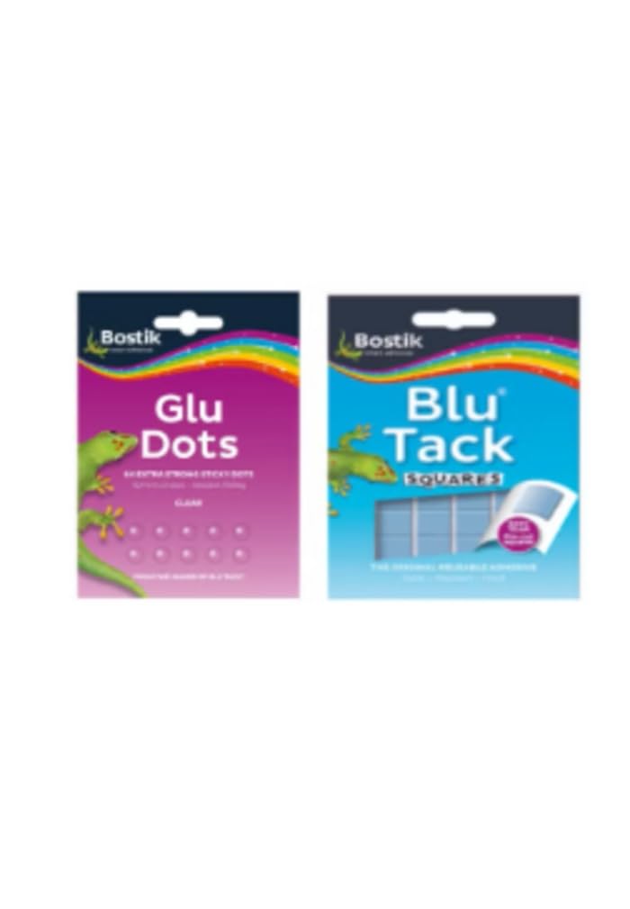 Glue Dot Extra Strong 64 Dots + Blu Tack Square Blue Pack of 2 Back to School Bundle Offer