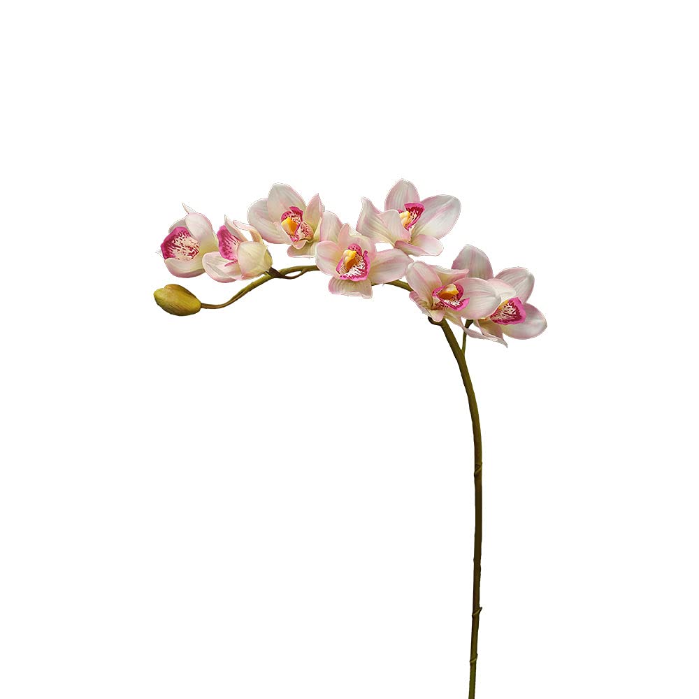 YataiPack Of 4 Artificial Cymbidium Orchid Flowers Real Touch Phalaenopsis Branches Artificial Plants Wholesale Fake Flowers Decoration for Home Party Wedding Décor Holiday Ornament (Pink)