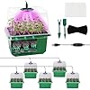 MYMULIKE Self Watering Seed Trays with Grow Light, 6 Pack 72 Cell Trays Propagator Growing Thicken Seedling Starter Propagator Trays with Heightened Lids(Green)