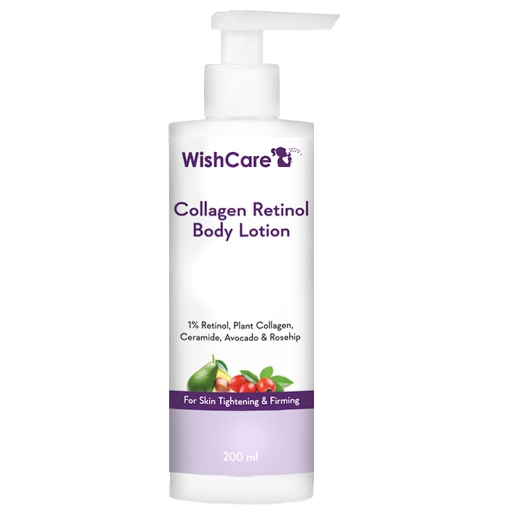 WishCare Collagen 1% Retinol Body Lotion - For Skin Tightening & Firming - With Niacinamide, Ceramide, Rosehip & Avocado - For Men & Women - 200 Ml