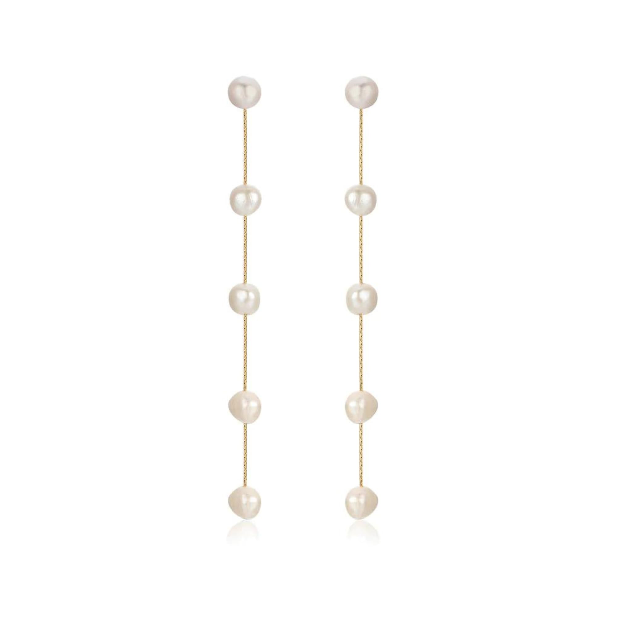 EttikaGold Earrings For Women. Pearl Earrings, Dripping with Freshwater Pearls Delicate Drop Earrings. Jewelry, 18k Gold Plated