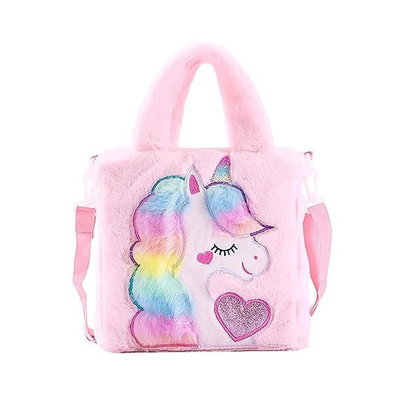 meek Unicorn Toddler Tote Bag, Colorful Plush Princess Cute Unicorn Crossbody,wallet Handbags Best Gift for Girls 2-8 years