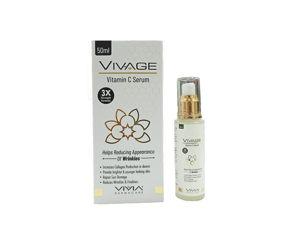 Vivia Dermacare VIV-AGE Vitamin C Serum Increases collagen production, Provides brighter & younger skin, Protects against sun damage, Removes wrinkles & fine lines - 50ml