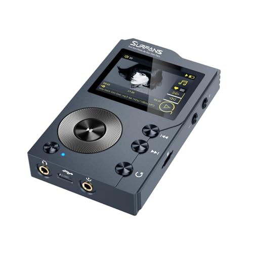 Surfans F20 - MP3 Player mit Bluetooth5.2, DSD DAC, Verlustfreier Hochauflösender Digitaler Ton, Tragbarer Audioplayer mit 32GB Speicherkarte, Speicher auf bis zu 256GB Erweiterbar