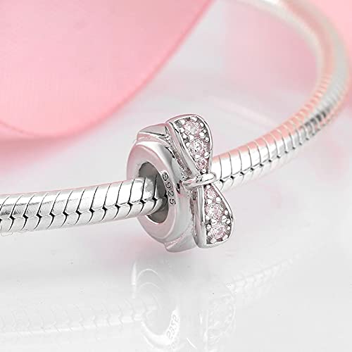 DTTVY 100% Authentic 925 Sterling Silver Ribbon U-Shape Chocolate Heart Family Beads Fit Original JIUHAO DIY Bracelet Jewelry Making (Gem Color: PA0006-1)