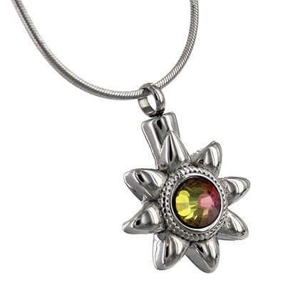 Sun Gemstone Cremation Jewelry Pendant, Stainless Steel Jewelry, Cremation Jewelry for Ashes