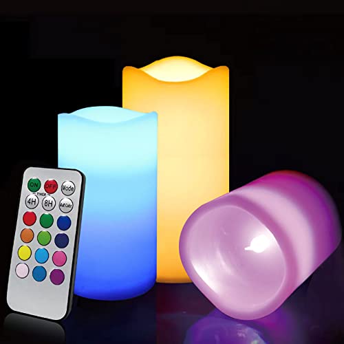 ILEEDear Bougies LED Flamme Vacillante, Multicolore Vraie Cire Bougie LED RGB À Piles Avec Telecommande, Bougie Decorative, Bougie Decorative, Halloween Decoration, Aesthetic Room Decor