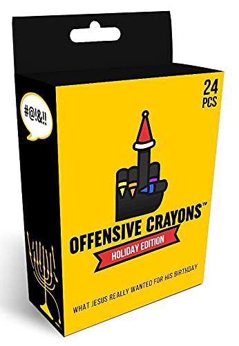 MilkToast Brands Offensive Crayons Holiday Edition - Funny Gag Gift for White Elephant, Office Parties, Secret Santa, Snarky Adult Humor, Sarcastic Christmas Gifts for Mom, Dad, Co-workers, & Friends