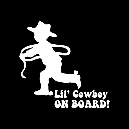 Makarios LLC Lil' Cowboy on Board Decal Vinyl Sticker Cars Trucks Vans Walls Laptop MKR| White |5.5 x 5.25|MKR348