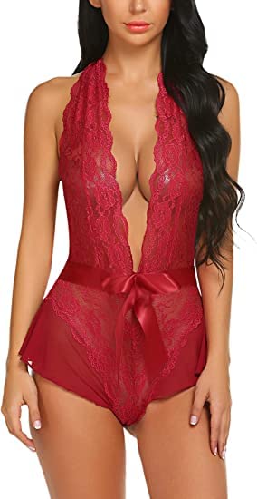 FirefigureFire Figure Women Lingerie Lace Chemise Nightgown Hot Sleepwear Sling Dress Babydoll Lingerie Honeymoon/First Night/Anniversary Bridal Nightdress Transparent Hot Free Size.