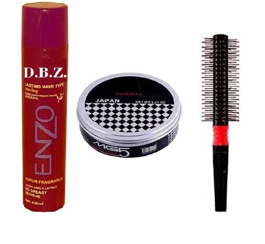 INENCE Hair Holding Strong Hair Styling Spray & Hair Holding Hair Styling Wax & Round Supreme Hair Comb Brush (3 Items in the set)