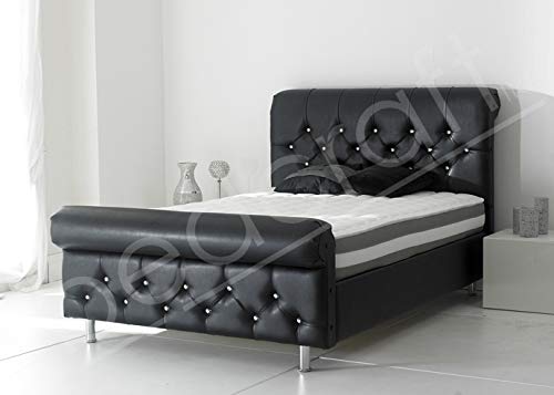 Bedcraft Ltd Tuscany sleigh diamante bed (black, double)