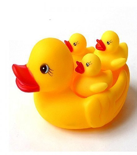 BabyBaba Rubber Duckies Chu Chu Bath Toys, Multi Color (Set of 4)