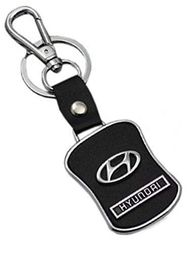 Techpro Imported Leather Hyundai Key Chain/Key Ring with Chrome Car Logo