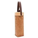 Gorbado Eco-Friendly Single Bottle Wine Tote Bag - Reusable Natural Cork Carrier Bag for One Bottle | Portable Protective for Travel Picnic Beach,Great Gift for Wine Lover