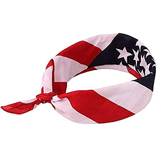 Shimmer Anna ShineRed White and Blue American Flag Bandana Headband USA for Men and Women - Neck and Face Scarf Head Wrap