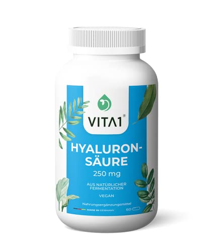 VITA1 Hyaluronic Acid 250mg • 60 Capsules (2-Months-Supply) • Combats Wrinkles and inflammations • Made in Germany