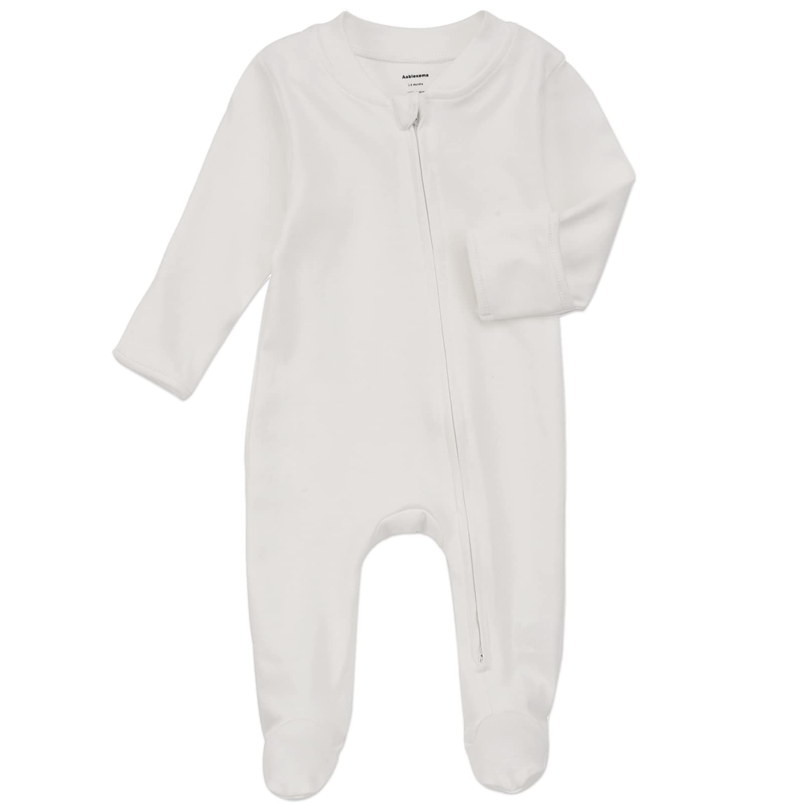 AablexemaOrganic Cotton Baby Footie Pajamas with Mittens Newborn Soft Zip Sleeper