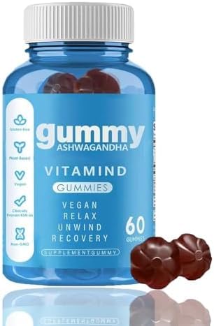 Ashwagandha Gummies - 60 Count - Mixed Berry, KSM-66, Vegan, Plant Based, Non-GMO, Gluten-Free & Gelatin Free Relax