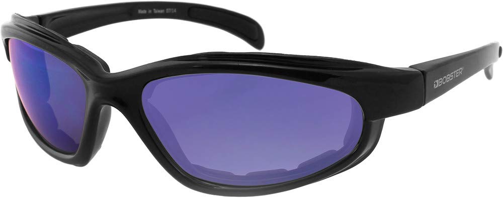 Bobster ® Fatboy, Gloss Black Frame, Cyan Mirror Lens