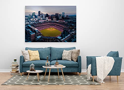 VERRE ART Wooden Framed Canvas - Wall Decor for Living Room, Bedroom, Office, Hotels, Drawing Room (60in x 45in) - Aerial Of Coors Field