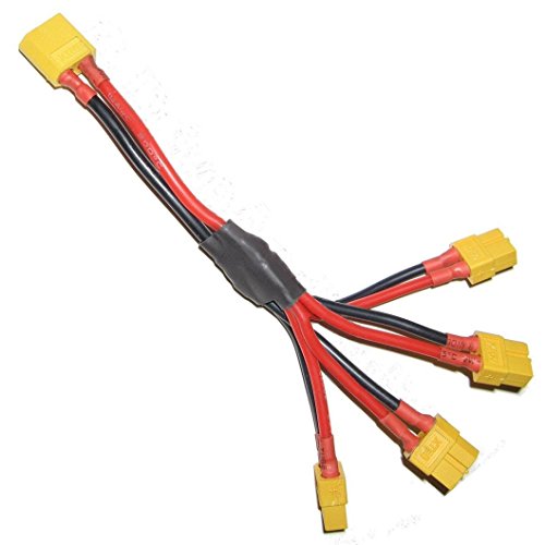 quad copter power board - JFtech XT60 Connectors 1 Male to 4 Female Plug Wire Parallel Power Cord Distribution Cable for RC FPV Quadcopter Power System