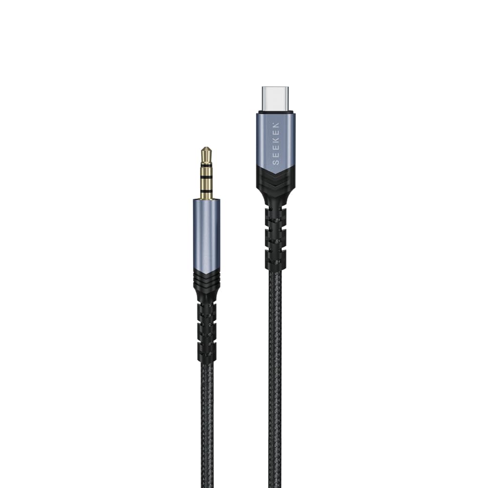 Seeken Type-C to Aux 3.5mm Jack, 1M Cable for Androids, Laptop/PC, Car Stereo System etc