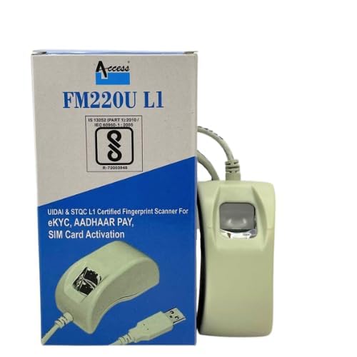 Startek FM220U L1 Single Fingerprint Biometric Thumb Scanner | 1 Year RD Service Registration | Highly Secured and Safe Data Capture