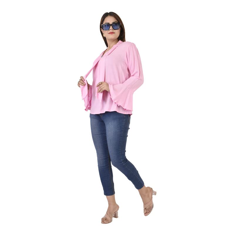 SWAMINI ACCOUTREMENTS Top for Women | Solid Color Printed for Women Stylish Latest | Top Solid V-Neck Long Sleeve Top | Perfect for Casual, Party, Night Out